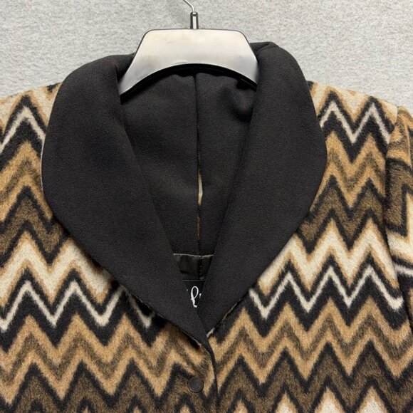 Anthropologie Luii Jacket Womens Small Brown Black Chevron Zig Zag Shawl Collar - Picture 5 of 11